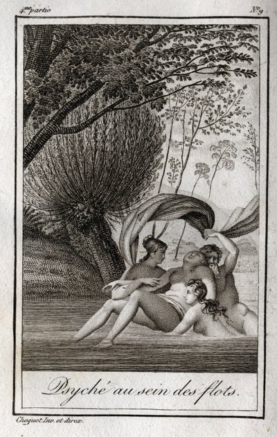 Psyche within the waves. Engraving from 1819 in “Lettres a Emilie sur la mythologie” by Charles Albert Demoustier (1760-1801). Private collection. av Anonymous Anonymous
