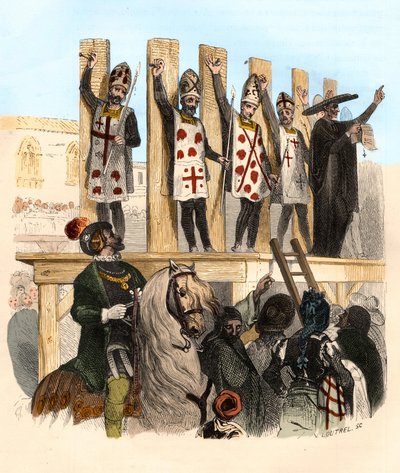 Straff av spikeren på 1500-tallet. Illustrasjon i "" Mysteres of the Inquisition and Other Secretive Societies of Spain"" Av Victor de Fereal, Suberwick, Manuel Galo de Cuendias av Anonymous Anonymous