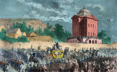 Return of Varennes, kongefamilien brakt tilbake til Paris 25. juni 1791, gravering, privat samling av Anonymous Anonymous