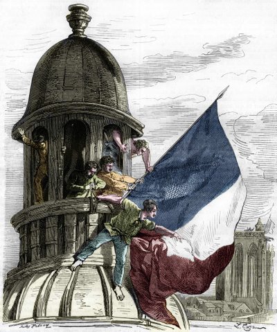 Revolution of 1830: the tricolor flag on the town hall. av Anonymous Anonymous