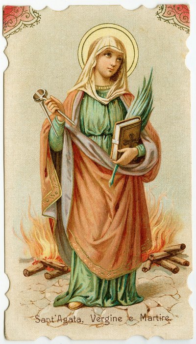 Saint Agatha av Sicilia (gravering av Anonymous Anonymous