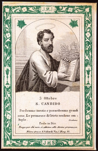 Saint Candide Pious bilde. Postkort. begynnelsen av det 20. århundre. Privat samling av Anonymous Anonymous
