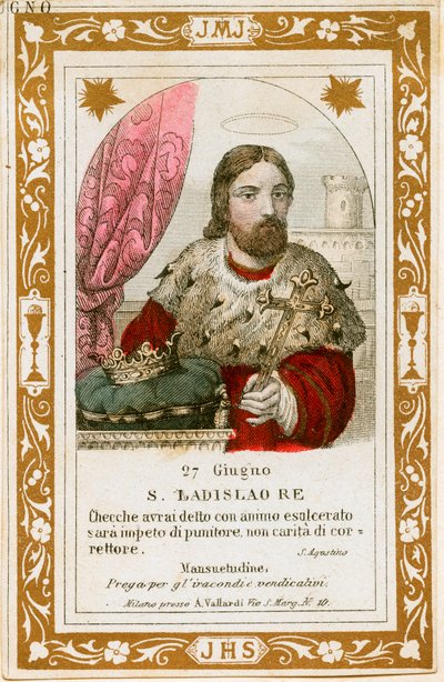 Saint Ladislaus I av Ungarn (gravering av Anonymous Anonymous