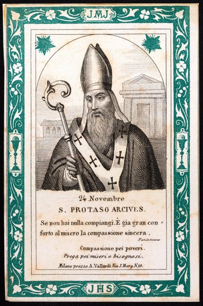 Saint protais, eveque av Milan Pious bilde. Postkort. Begynnelsen av det 20. århundre. Privat samling av Anonymous Anonymous