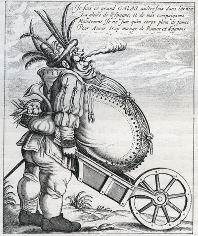 Satire mot Matthias Gallas (1584-1647) general for den keiserlige hær under trettiårskrigen, etter hans pensjonisttilværelse i 1636. Gravering av 1600-tallet. Privat samling. av Anonymous Anonymous