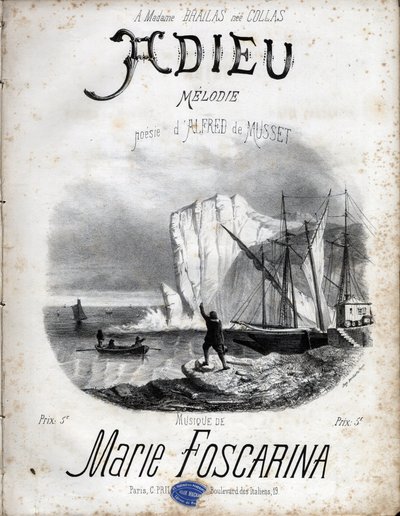 Partitur av melodien "" Farvel"" av Marie Foscarina etter diktet til Alfred de Musset. Privat samling. av Anonymous Anonymous
