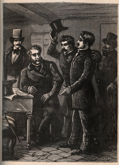Sersjant Charles Goubin (1798-1822) blir arrestert av Eugene-Francois (Eugene Francois) Vidocq - gravering i "De fire sersjantene i La Rochelle grand rect historique et dramatique"" av Jules Beaujoint - Rundt 1900 av Anonymous Anonymous