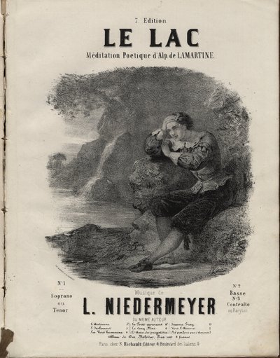 Noter til "" Le Lac "" Meditation Poetique av Alphonse de Lamartine, musikk av Abraham, Louis Niedermeyer Private Collection. av Anonymous Anonymous