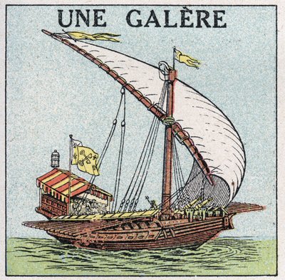Ships and ships: a galley. Anonymous illustration of 1925. Private collection. av Anonymous Anonymous