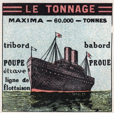 Skip og skip: tonnasje. Anonym illustrasjon av 1925. Privat samling. av Anonymous Anonymous