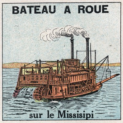 Ships and ships: wheel boat on the Mississippi. Anonymous illustration from 1925. Private collection. av Anonymous Anonymous