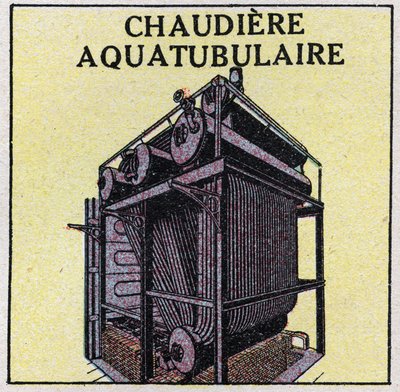 Dampgeneratorer: akvatubulær kjele. Anonym illustrasjon fra 1925. Privat samling. av Anonymous Anonymous