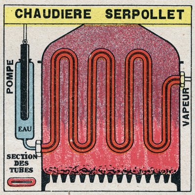 Steam generators: cross section of a boiler serpollet. Anonymous illustration from 1925. Private collection. av Anonymous Anonymous