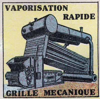 Dampgeneratorer: mekanisk gitter som tillater automatisk lasting av en kjele. Anonym illustrasjon fra 1925. Privat samling. av Anonymous Anonymous