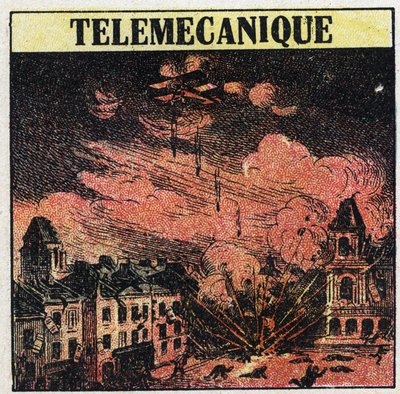 T.S.F.: telemekanikk, kunsten å kontrollere avstand ved hjelp av elektromagnetiske bølger. Anonym illustrasjon fra 1925. Privat samling. av Anonymous Anonymous