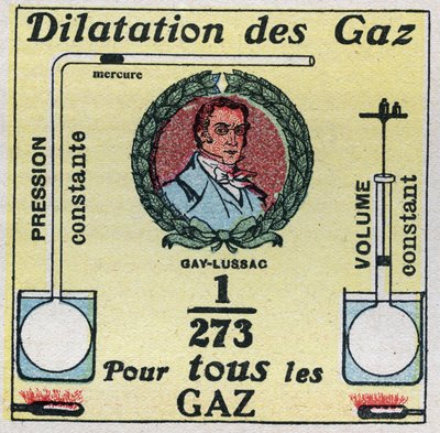 Temperature and expansion: gas expansion studied by Louis-Joseph Gay-Lussac (Louis Joseph Gay Lussac) (1778-1850). Anonymous illustration from 1925. Private collection. av Anonymous Anonymous