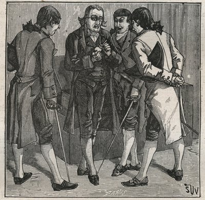Test av den bresilianske falske diamanten av John Mawe (1764-1829) britisk mineralog. Gravering fra 1885 i "" Les arts et metiers illustres"" av Adolphe BITARD. av Anonymous Anonymous