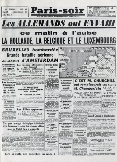 Slaget om Belgia eller belgisk kampanje - 18-dagers kampanje - invasjon av Belgia av tyske tropper under andre verdenskrig - PARIS EVIOR av 11.05.1940 - TYSKERE INVASERTE HOLLAND - BELGIA OG LUXEMBOURG - av Anonymous Anonymous