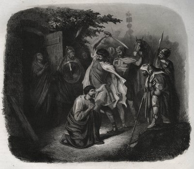 Dekollasjonen av Saint Julian (Martyrium). Gravering fra 1846 i “” Lives of the saints””. Privat samling. av Anonymous Anonymous