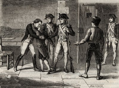 Hertugene av Montpensier (Antoine d'Orleans) og Beaujolais (Louis-Charles d'Orleans) ved Fort Saint-Jean (Saint Jean) (Marseille) i 1793 - Gravering i "Histoire des Girondins" av Alphonse de Lamartine (1790-1869) ) 1865-1866 - Privat saml av Anonymous Anonymous