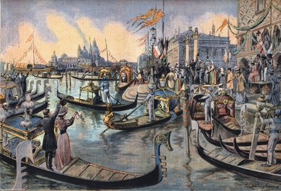 Den tyske keiseren Vilhelm II av Preussen (1859-1941) i Venezia. Gravering fra avisen "" Le Peute Parisien"", 12.04.1908. Privat samling. av Anonymous Anonymous