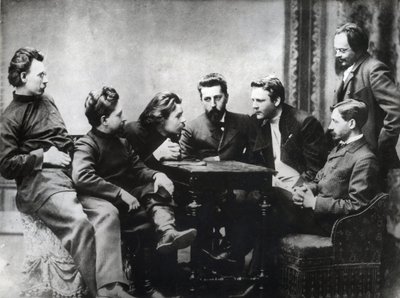 The Moscow Literary Sreda - Medlemmer av Sreda litterære sirkel, dannet i andre halvdel av 1890-tallet av russiske realistiske forfattere - Portretter av russiske intellektuelle fra den litterære gruppen Znanie: fra venstre til høyre, Andrei Skitalets (Ste av Anonymous Anonymous
