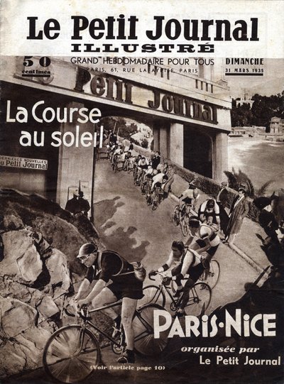 Sykkelrittet Paris Nice arrangert av den lille avisen. Forside av "" The Little Illustrious Journal "" av 31.03.1935. Privat samling av Anonymous Anonymous