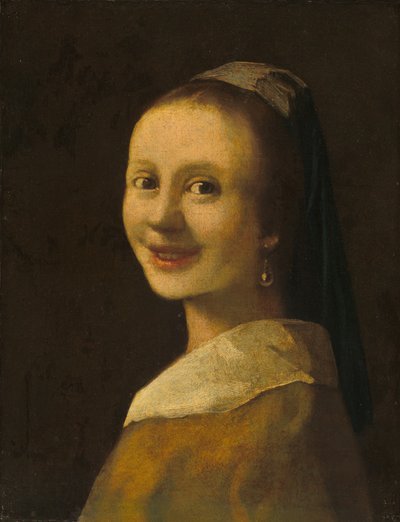 The Smiling Girl, ca. 1925 (olje på lerret) av Anonymous Anonymous
