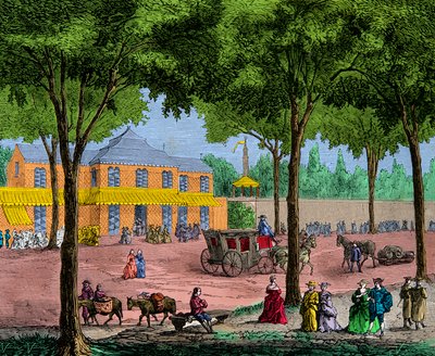 Den tyrkiske kafeen på Boulevard du Temple i Paris i 1780, gravering, privat samling av Anonymous Anonymous