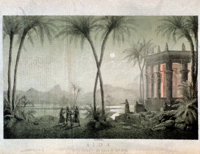 Nilens bredder. Illustrasjon til akt III av Aida, opera av Giuseppe Verdi av Anonymous Anonymous