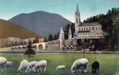 Basilikaen i Lourdes - Hautes Pyrenees (65) rundt 1900. av Anonymous Anonymous