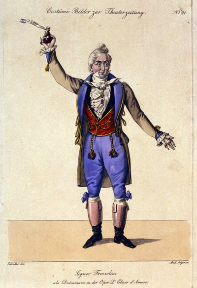 Bassen Giuseppe Frezzolini (1789-1861) tolker doktor Dulcamara i operaen "L