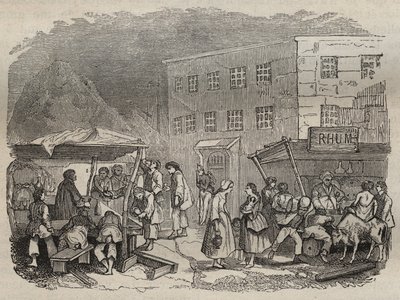 Kantinen til bagne de Rochefort på 1800-tallet. Gravering i "Fengselshistorie fra deres opprettelse til i dag"" (1877) av Pierre Zaccone (1817-1895) (Colonia Penale - Straffekoloni) Privat samling. av Anonymous Anonymous