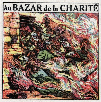 The cinematographer: the fire of the cinema of the “Bazar de la Charite”” left more than 100 dead in 1897 in Paris. Anonymous illustration from 1925. Private collection. av Anonymous Anonymous