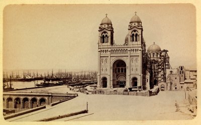 Byen Marseille og dens omgivelser rundt 1885 -1890: katedralen under bygging, privat samling av Anonymous Anonymous