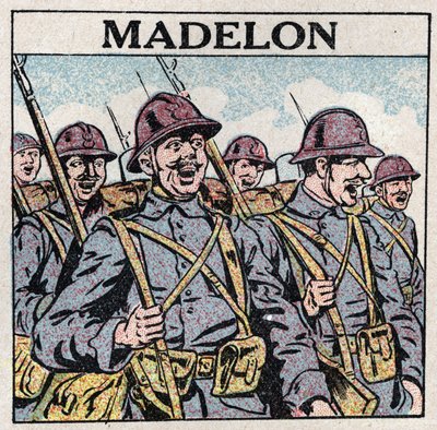 Effektene av musikk: den franske sangen "La Madelon"" gir mot til militæret. Anonym illustrasjon fra 1925. Privat samling. av Anonymous Anonymous
