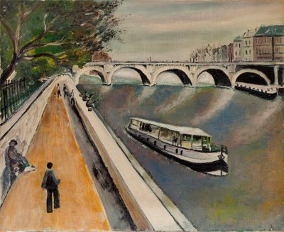 The new bridge in Paris in 1950 - anonymous painting av Anonymous Anonymous