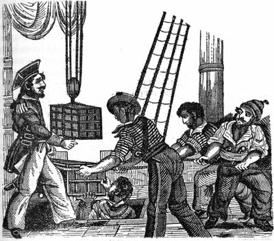 Piraten "" Long Ben"" John Avery (gjorde i 1643) lastet tre kasser med treasor (gull og steiner) på skipet sitt. Gravering av "" Piratens egen bok"" 1837. av Anonymous Anonymous