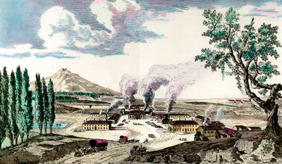 Det kongelige støperiet ved Creusot (Saone og Loire) i 1787 Det produserte blant annet bevæpningen til den franske hæren. Gravering fra 1700-tallet. Privat samling av Anonymous Anonymous