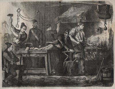 Overføringen til Toulon Bagne på 1800-tallet. Gravering i «Fangernes historie fra deres skapelse til i dag» (1877) av Pierre Zaccone (1817-1895) (Colonia Penale - Straffekoloni). Privat samling. av Anonymous Anonymous