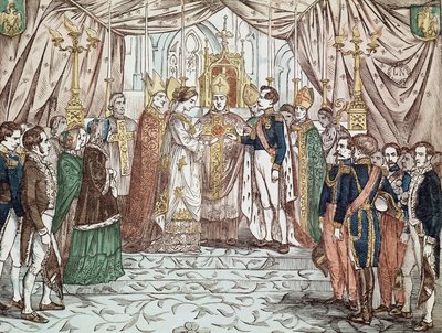 Bryllupet til Napoleon III og Eugenia Maria de Montijo de Guzman, 30.01.1853 ved Vår Frue-katedralen (gravering av Anonymous Anonymous