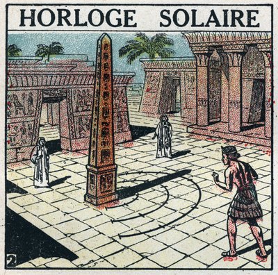 Time: solar clock (sundial) used in ancient Egypt. Anonymous illustration from 1925. Private collection. av Anonymous Anonymous