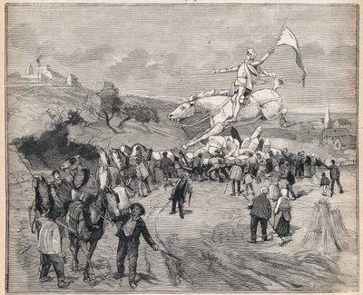 Transport of the statue of Joan of Arc from Paris to Chinon. Engraving in “” Le Petit Parisien”” on 13/08/1893. av Anonymous Anonymous