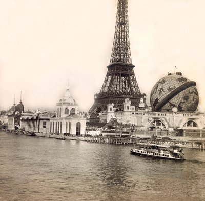 Universal Exposition of 1900 - Exposition Universelle de 1900 i Paris: The Celestial Globe and the Eiffel Tower - privat samling av Anonymous Anonymous