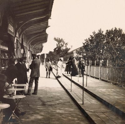 Universal Exposition of 1900 - Exposition Universelle de 1900 i Paris: Det rullende fortauet - privat samling av Anonymous Anonymous