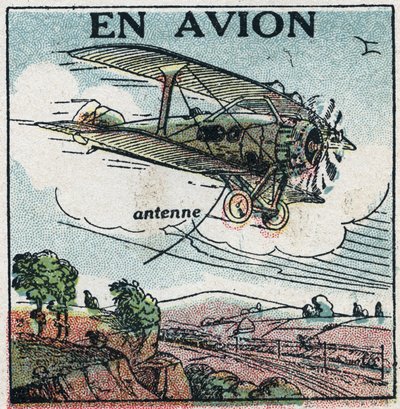 Wireless telephony: by plane. Anonymous illustration of 1925. Private collection. av Anonymous Anonymous