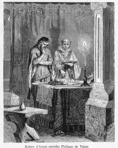 Witchcraft and black magic: “” The Lord Robert III of Artois (1287-1342) enchanting John of Valois (John II, known as John the Good), son of King Philip VI, on a doll of wax in his image (voodoo) av Anonymous Anonymous