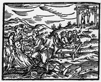 Hekser som avskrekker de døde på en kirkegård - "" Compendium Maleficarum"", avtaler om hekser, deres ondskap og deres sortering av Francesco Maria Guazzo eller Guaccio eller Guaccius (15?? -16??) 1608 privatsamling av Anonymous Anonymous