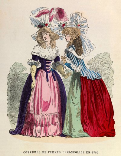 Kvinnedrakter halv - neglige i 1787 - privat samling av Anonymous Anonymous
