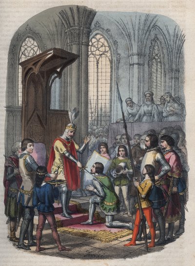 knighting - Arthur I, Duke of Brittany or Arthur Plantagenet, after taking Gournay-en-Bray, it is knighted by Philip II or Philip Augustus av Anonymous Anonymous